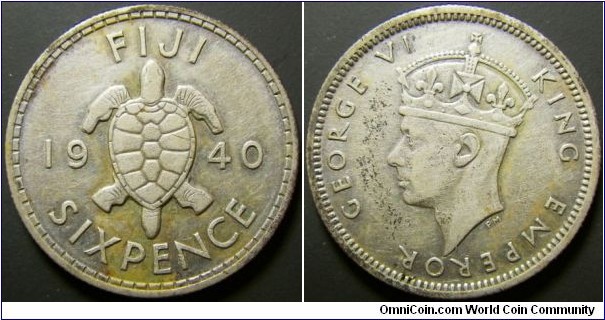 Fiji 1940 6 pence. 