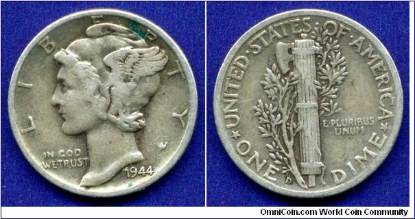 One Dime.
*D* - Denver mint.
Mintage 62,224,000 units.


Ag900f. 2,5gr.