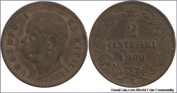 Italy-Kingdom 2 Centesimi 1900R