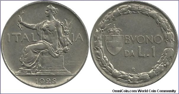 Italy 1 Lire 1928