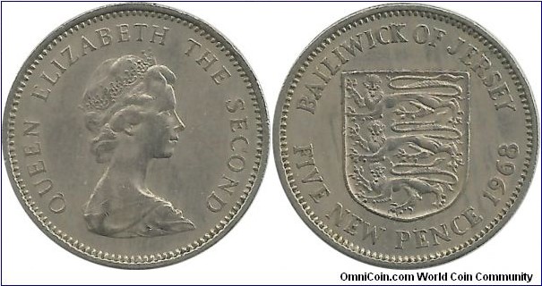 Jersey 5 New Pence 1968