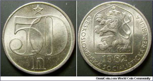 Czechoslovakia 1982 50 heller. Weight: 3.25g. 