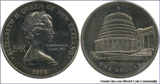 NewZealand 1 Dollar 1978 - 25th Anniversary of Coronation