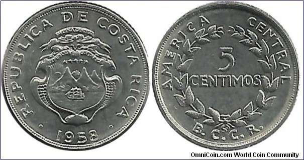 CostaRica 5 Centimos 1958