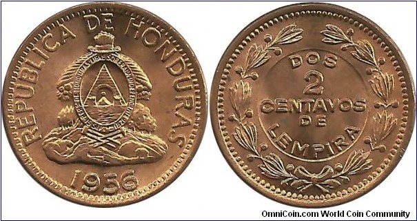 Honduras 2 Centavos 1956