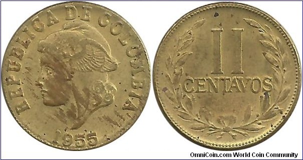 Colombia 2 Centavos 1955
