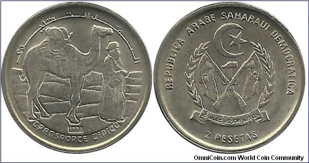 SaharawiADR 2 Pesetas 1992