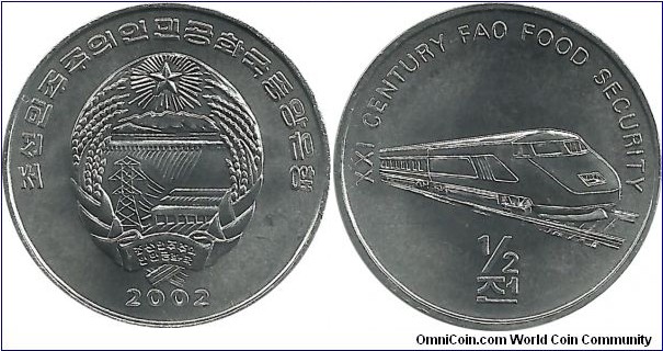 NKorea ½ Won 2002-train