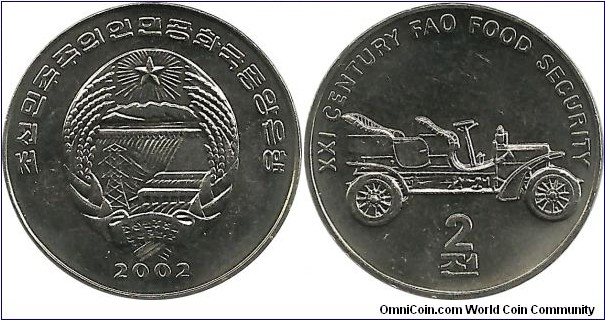 NKorea 2 Won 2002-auto