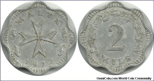 Malta 2 Mils 1972