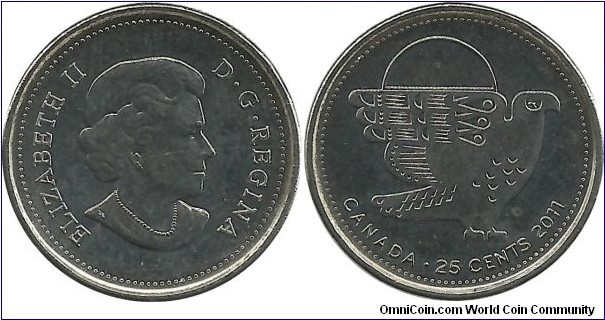 Canada 25 Cents 2011-Peregrine Falcon