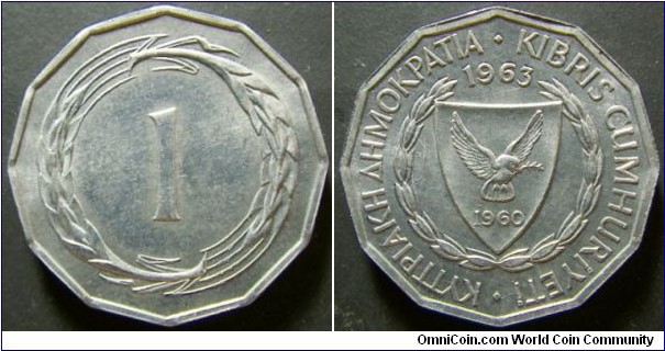Cyprus 1963 1 mil. Weight: 1.00g.  
