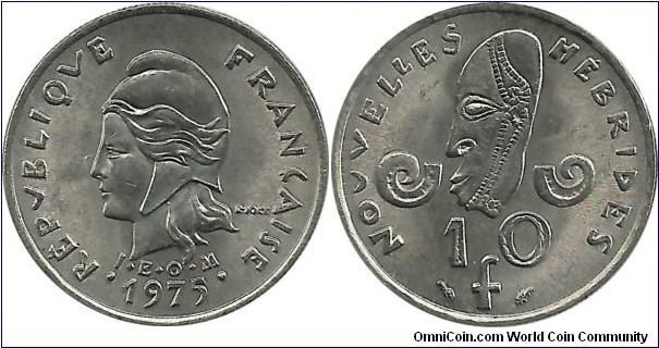 NewHebrides 10 Francs 1975-IEOM