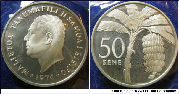 Samoa 1974 50 sene, struck in silver proof. 