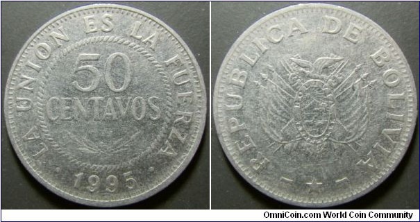 Bolivia 1995 50 centavos. Weight: 3.74g. 