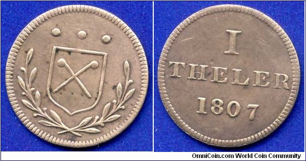 1 theler.
jüdischen Pfennig.
Frankfurt Stadt.


Cu.