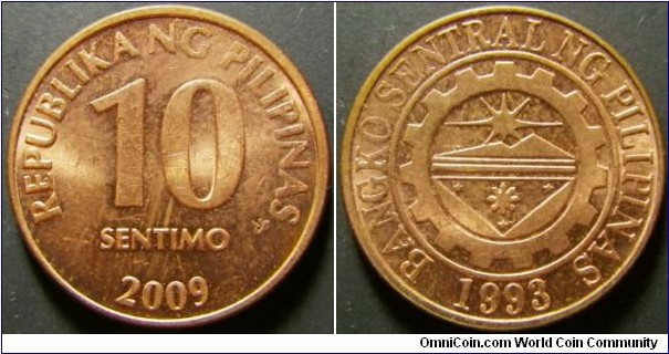 Philippines 2009 10 sentimo. Weight: 2.50g. 