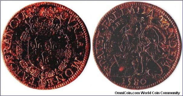 1580 dated copper jeton issued for the mint administration in Paris. Difficult to scan and much better condition than scan would have you believe