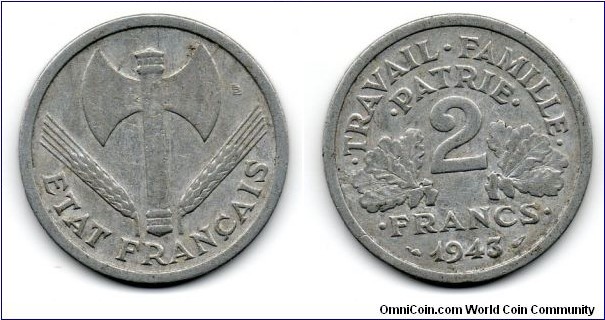 2 Franc. Vichy States issue
