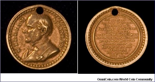 William McKinley Lord's Prayer medal. 14mm