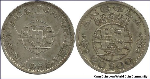 Angola-Port. 20 Escudos 1955