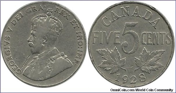 Canada 5 Cents 1928