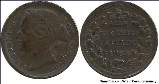 G.Britain 1/3 Farthing 1868
