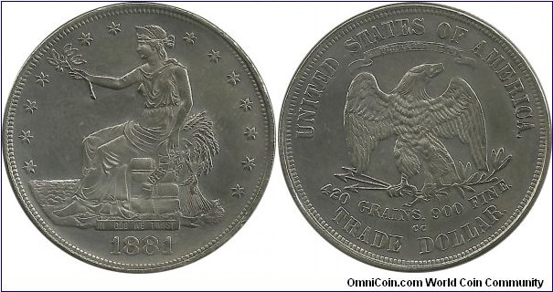 USA Trade Dollar 1881CC-Replica