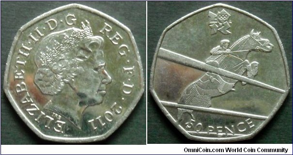 United Kingdom 50 pence. 2011, London Olympics 2012, Equestrian.