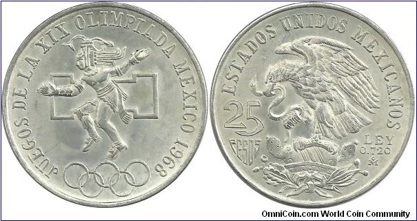 Mexico 25 Pesos 1968-XIX Olympic Games-type I