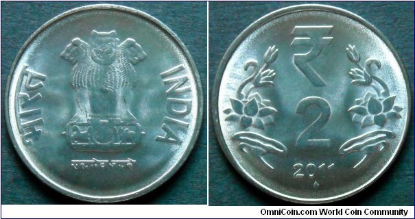 India 2 rupees.
2011, Bombay Mint.