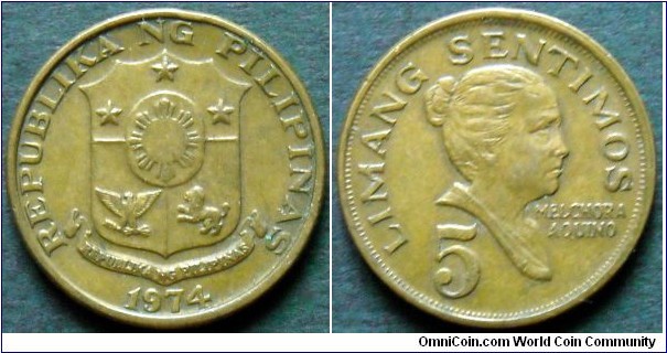 Philippines 5 sentimos.
1974