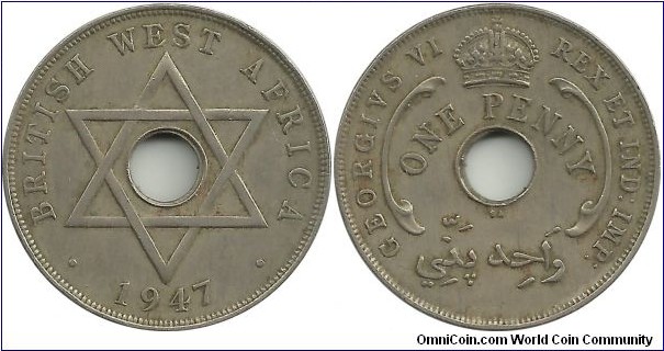 BritishWestAfrica 1 Penny 1947SA