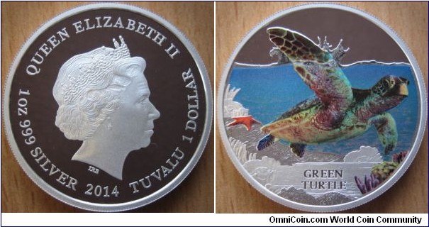1 Dollar - Green turtle - 31.13 g Ag .999 Proof - mintage 5,000