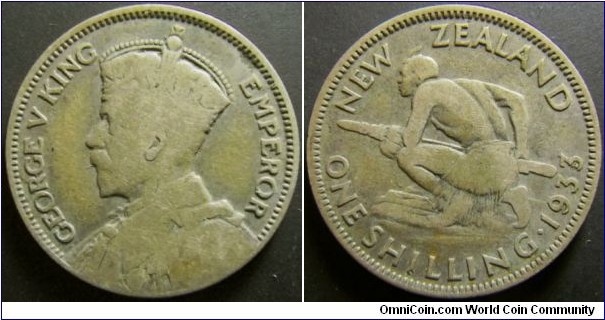 New Zealand 1933 1 shilling. Weight: 5.50g. 