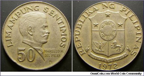 Philippines 1972 50 sentimos. Weight: 7.93g. 