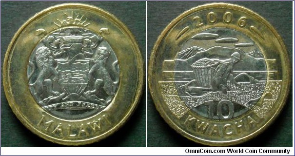 Malawi 10 kwacha.
2006, Bimetal