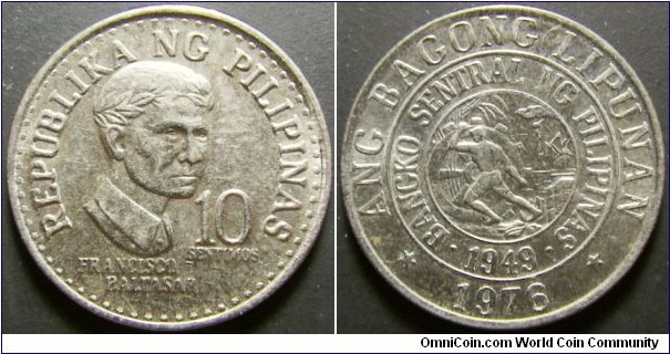Philippines 1976 10 sentimos. Weight: 2.05g. 