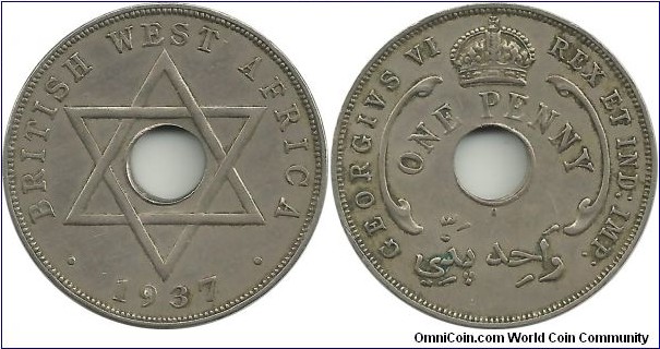 BritishWestAfrica 1 Penny 1937H