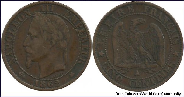 France 5 Centimes 1862A