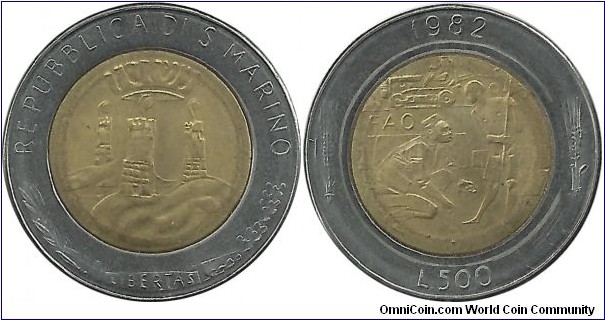SanMarino 500 Lire 1982-FAO