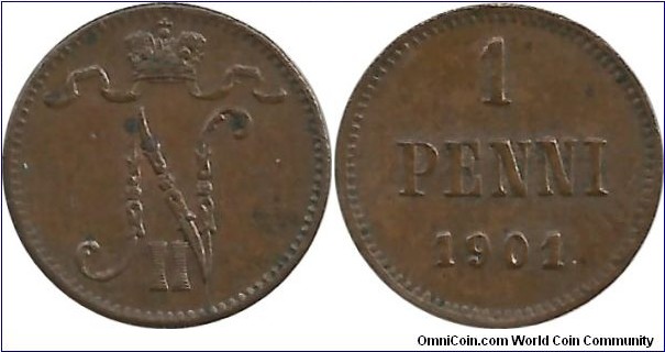 Finland-GrandDuchy 1 Penni 1901
