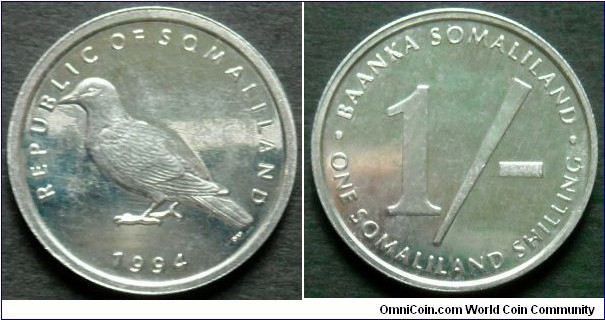 Somaliland 1 shilling.
1994, PM mintmark.