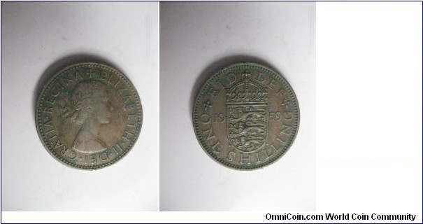 1959 1 shilling circulated Coin