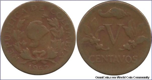 Colombia 5 Centavos 1952