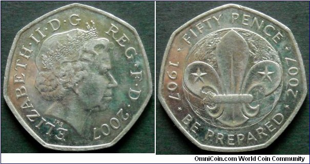 United Kingdom 50 pence. 2007, 100th Anniversary of the Scouting Movement.