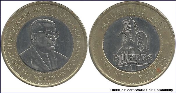 Mauritius 20 Rupees 2007 - 40th Anniversary of the Bank of Mauritius