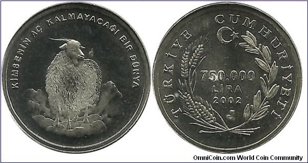 Türkiye 750000 Lira 2002 FAO(Ankara Goat)