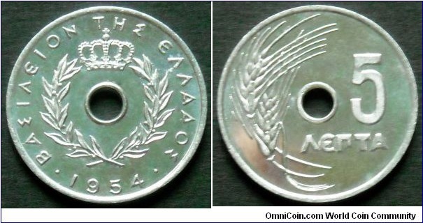 Greece 5 lepta.
1954