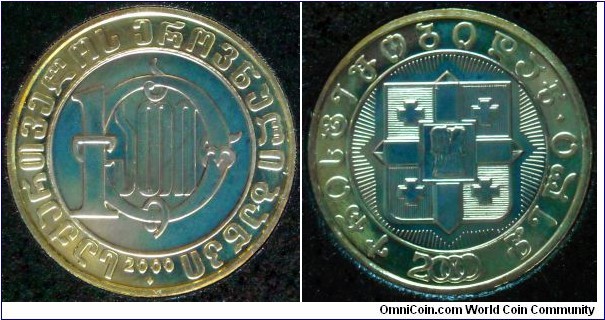 Georgia 10 lari.
2000, 2000 Years of Christianity.
Bimetal.